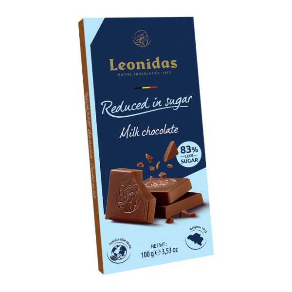 Tablette réduite en sucre chocolat au lait